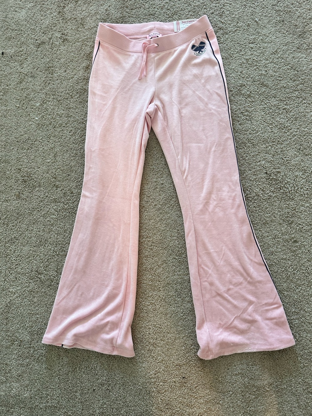 Juicy Couture Pink Velour Track Pants with Black Trim